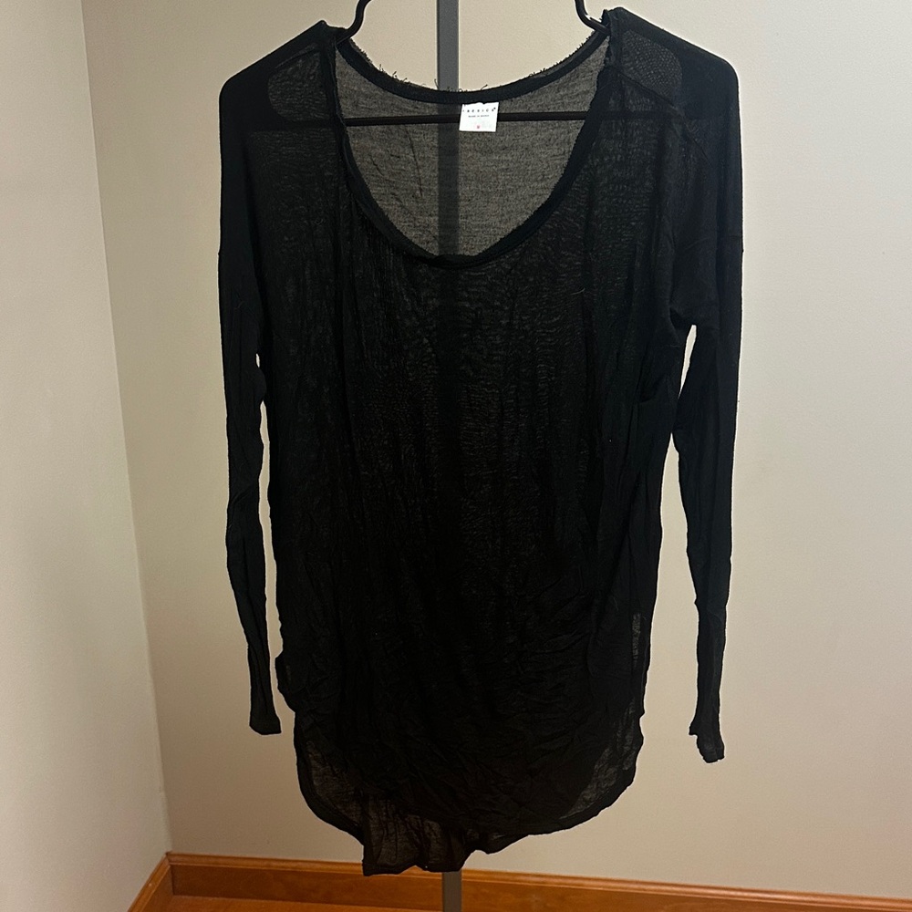Tresics Black Sheer Long Sleeve Top